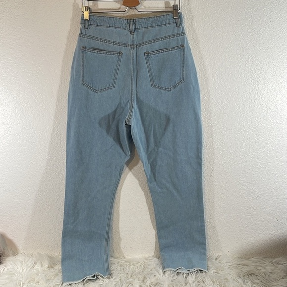 PRETTY LITTLE THING Shape Vintage Ripped Hem Straight Leg Denim Jeans Size 8 NEW - Picture 5 of 11